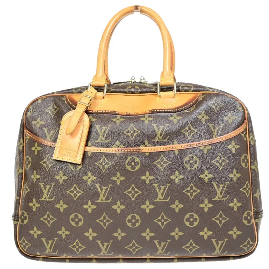 Louis Vuitton Lv Logo Deauville Hand Bag Monogram Leather Brown M47270 33eb428